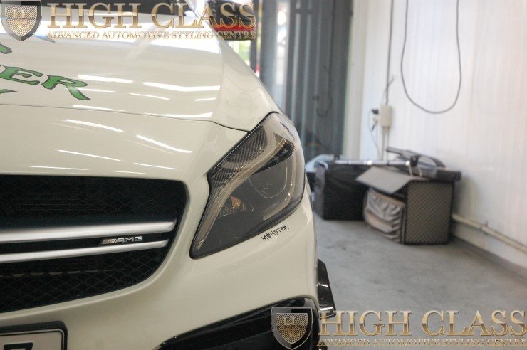 자동차 라이트필름 테일램프 PPF 앞뒤로 스모그색상 선택한 벤츠 A45 AMG 멋져요!!