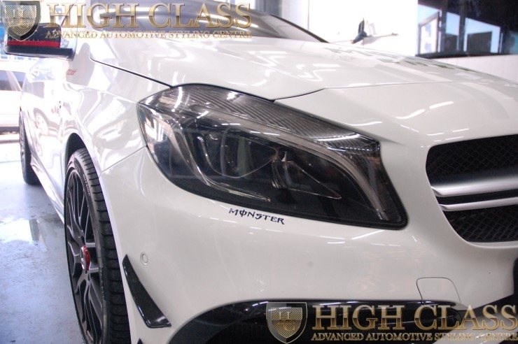 자동차 라이트필름 테일램프 PPF 앞뒤로 스모그색상 선택한 벤츠 A45 AMG 멋져요!!