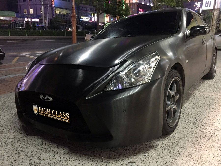 창원 자동차랩핑비용 인피니티 G35 3M블랙브러쉬 독특해요