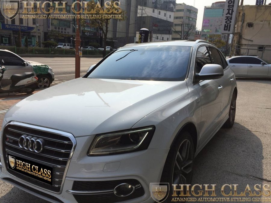 창원 아우디SQ5 자동차 라이트필름과 전면 넥스가드 블랙라벨 썬팅 깔끔하게